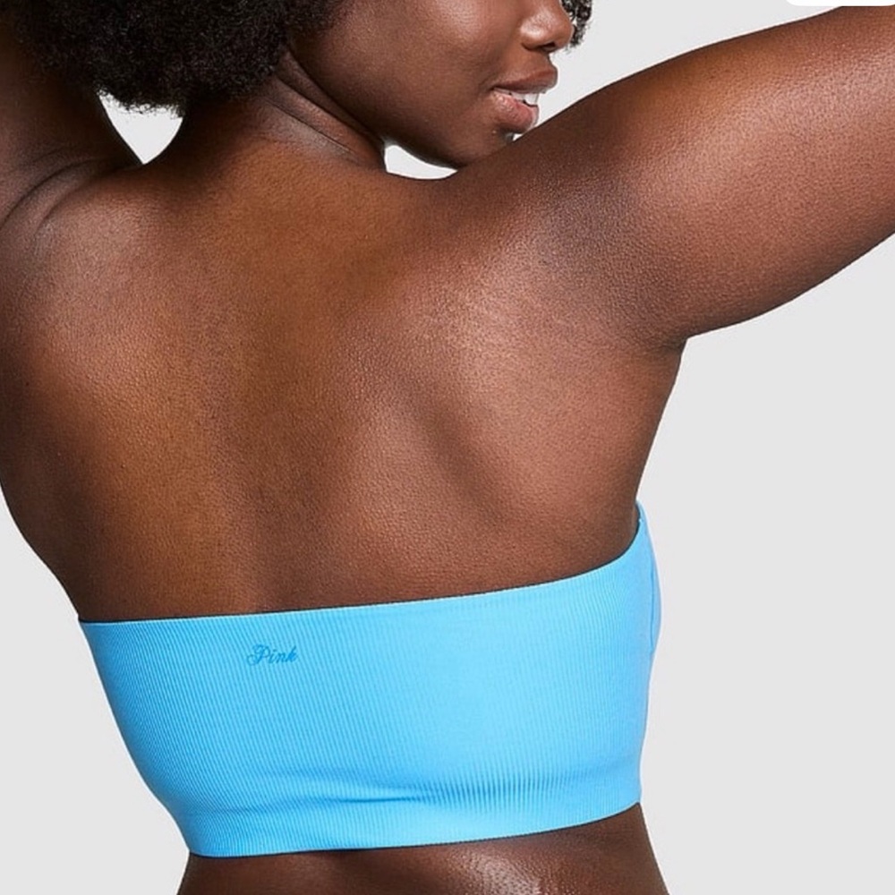 PINK Victoria's Secret Seamless Ribbed Bandeau - Bright Blue